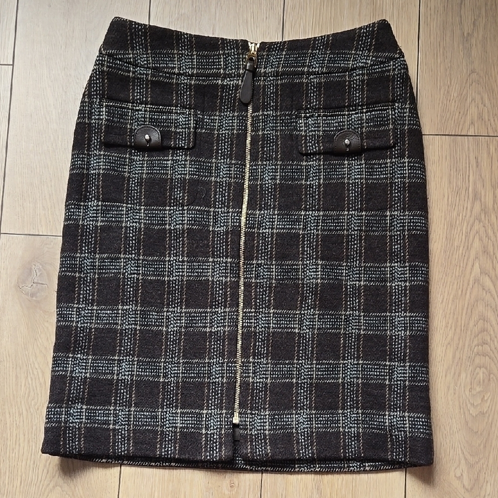 CARLISLE Wool Plaid Skirt  Front Poc Size 4